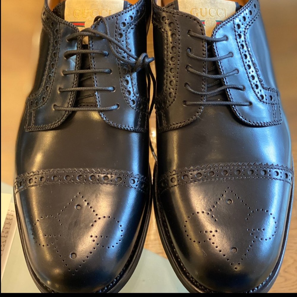 🕺HOST PICK🕺Gucci Perforated Leather Brogues Men's Shoes NEW IN BOX WITH BAGS - Picture 3 of 9